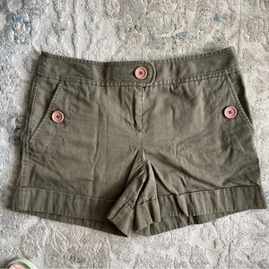 Loft | rolled hem khaki shorts with button detail